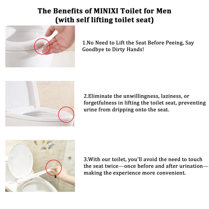 Minixi toilet with Self lifting seat,non-electric,self raising toilet,one-piece Toilet with Seat,auto lifting toilet,MNX-001 - Image 4